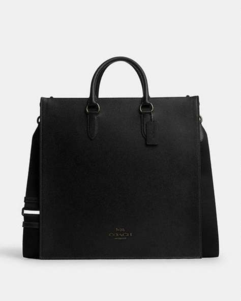 COACH®,DYLAN LARGE TOTE BAG,Leather,Gunmetal/Black,Front View
