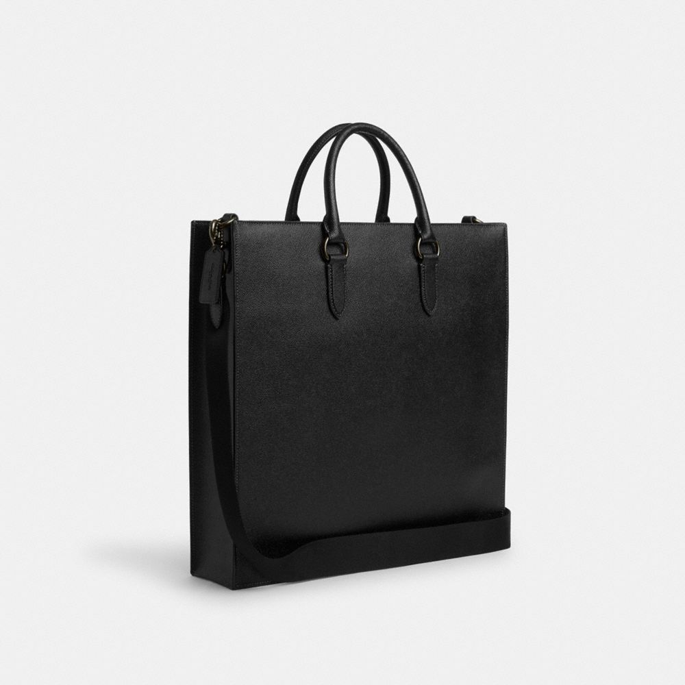 COACH®,DYLAN LARGE TOTE BAG,Crossgrain Leather,Large,Gunmetal/Black,Angle View