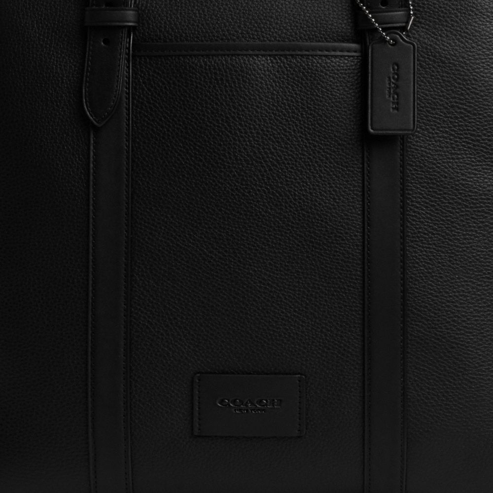 COACH®,Sprint Tote,Calfskin Leather,Leather,Tote,Logo,Applique,Work,Black