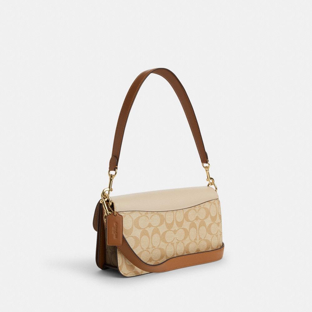 COACH®,Morgan Shoulder Bag In Blocked Signature Canvas,Canvas,Calfskin Leather,Leather,Shoulder Bag,Crossbody,Logo,Gusset,...,Beige,Angle View