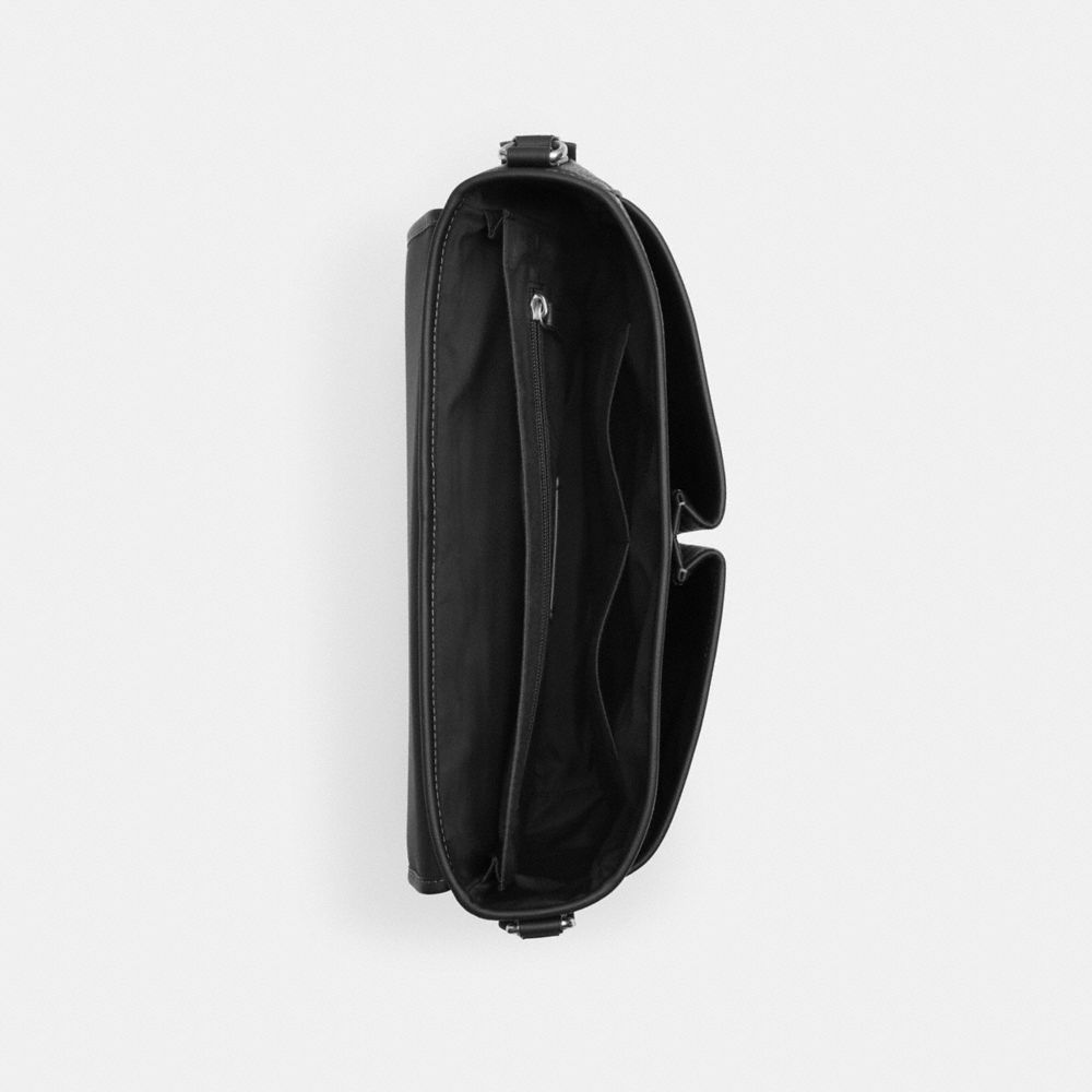 COACH®,SAC MESSAGER SPRINT EN JACQUARD SIGNATURE,Toile exclusive,Argenté/Anthracite/Noir,Inside View,Top View