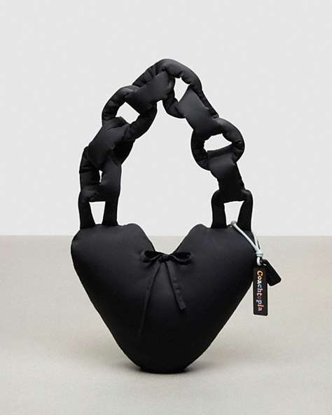COACH®,Sac en forme de cœur gonflé à boucle Coachtopia,Noir,Front View