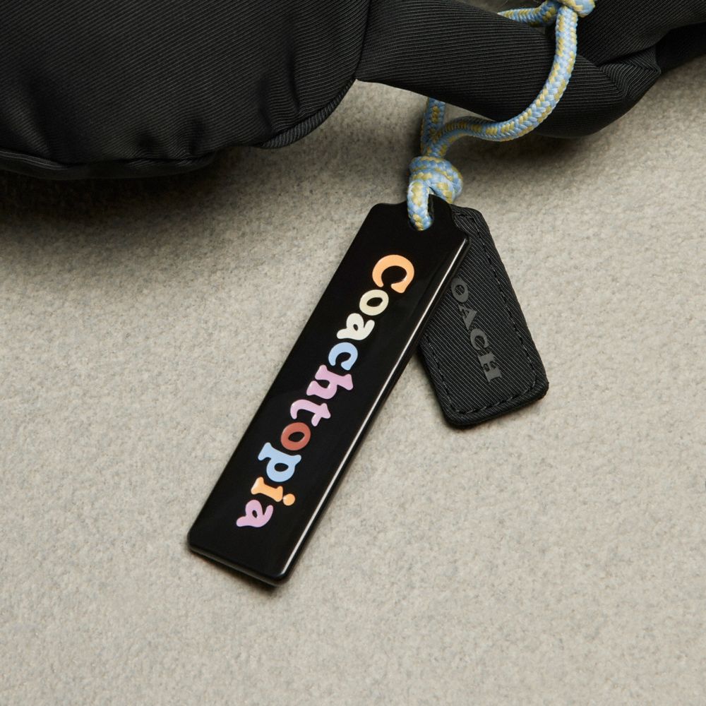 COACH®,Coachtopia Loop Puffy Heart Bag,Lining Recycled Polyester,Recycled Polyester,Shoulder Bag,Plastic,Tag Embellishment...,Black,Group View