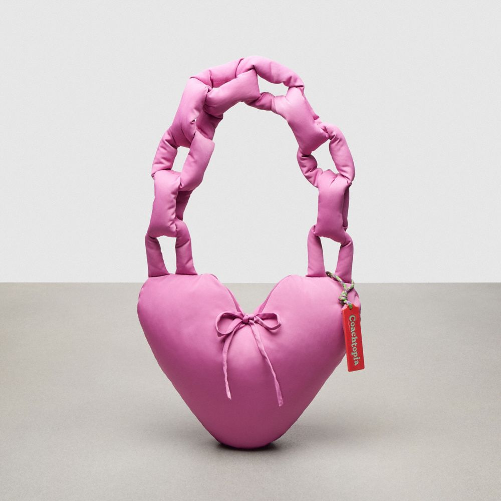 COACH®,Coachtopia Loop Puffy Heart Bag,Recycled Polyester,Medium,Coachtopia Loop,Bright Magenta,Front View image number 0