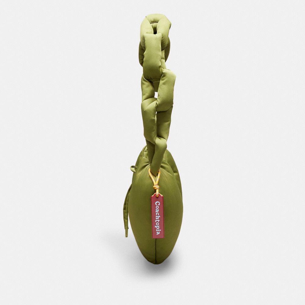 COACH®,Coachtopia Loop Puffy Heart Bag,Lining Recycled Polyester,Recycled Polyester,Shoulder Bag,Plastic,Tag Embellishment...,Olive,Group View