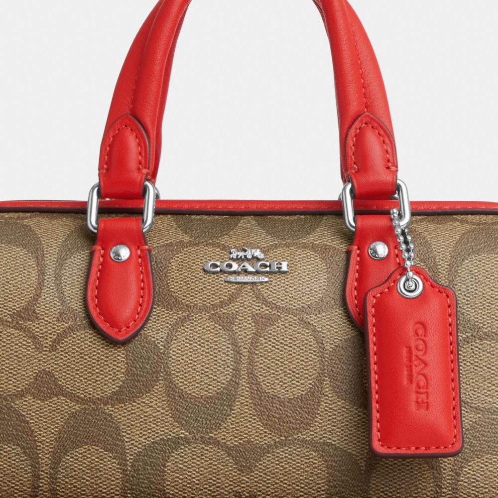 COACH®,Mini Rowan Crossbody In Signature Canvas,Canvas,Barrel Bag,Piping,Day Party,Red