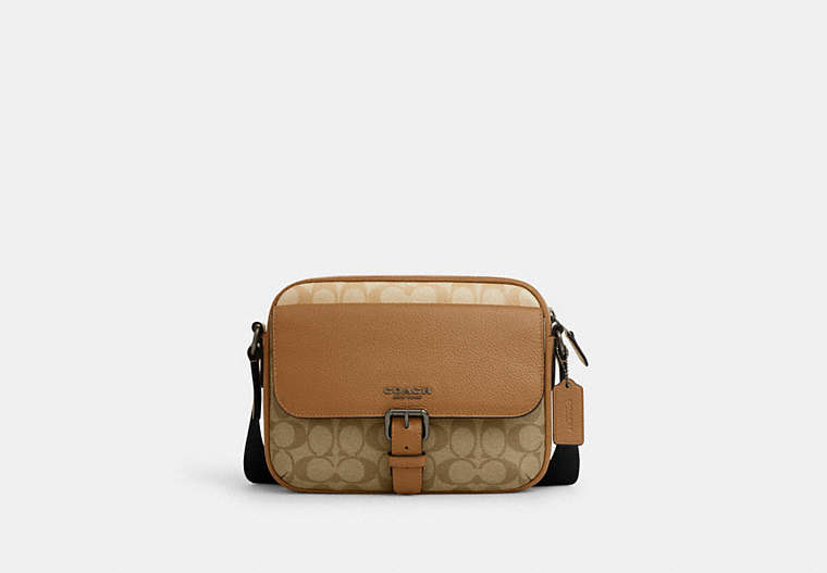 Coach Outlet Hudson Crossbody Bag In Colorblock Signature Canvas In Brown