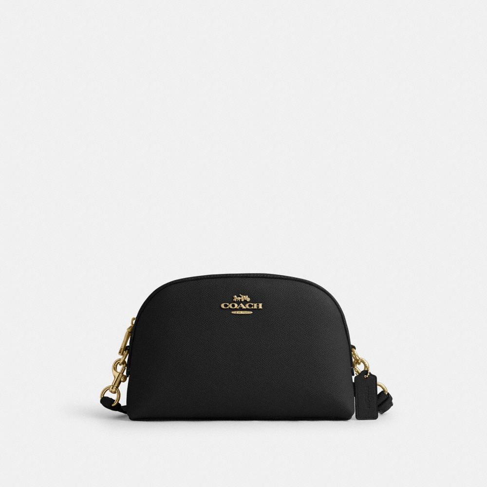 COACH®,PORTÉ-CROISÉ MADI,Cuir Cross-grain,Or/Noir,Front View