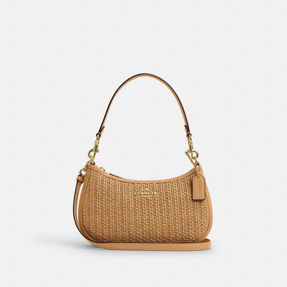 COACH®,TERI SHOULDER BAG,Straw,Im/Latte Multi,Front View