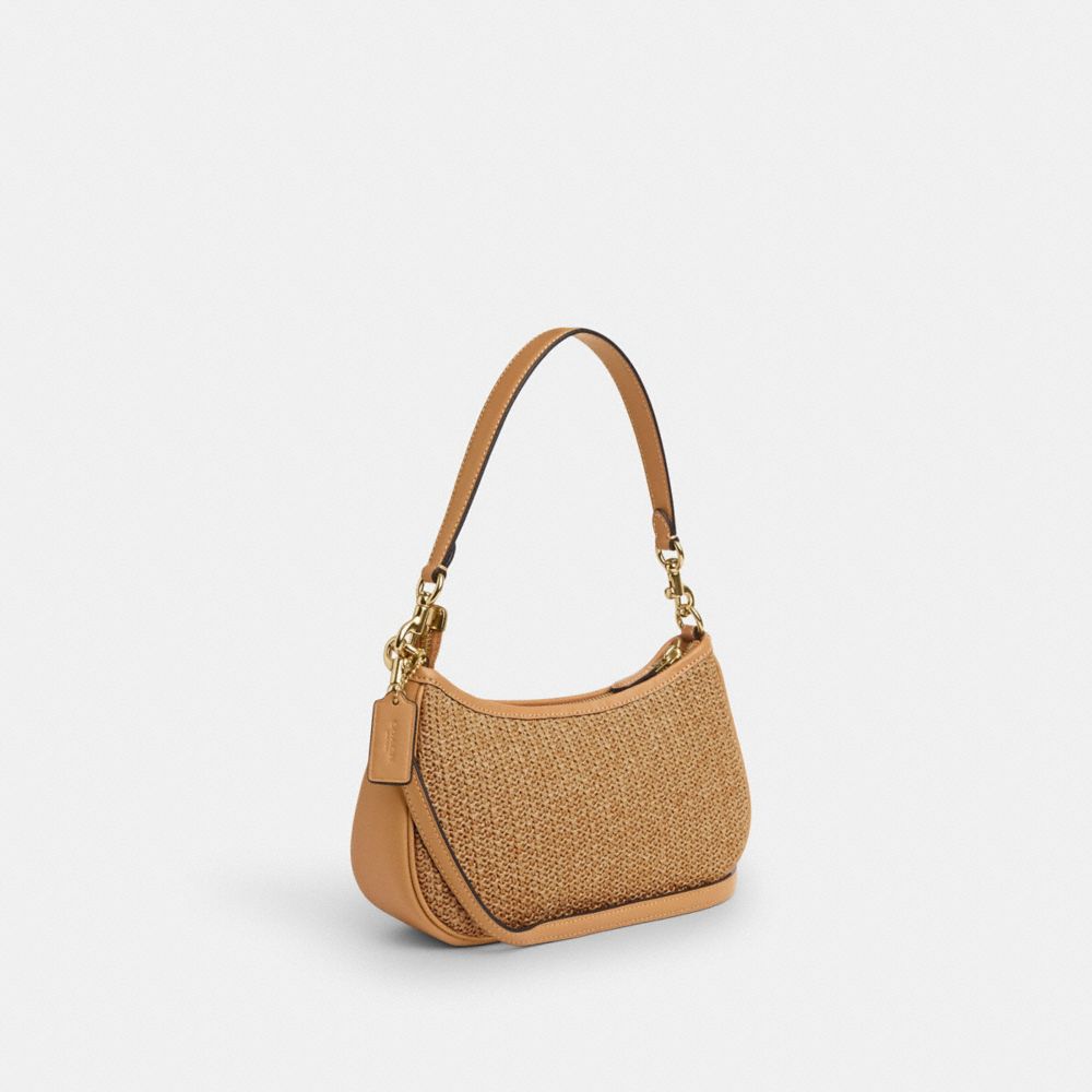 COACH®,TERI SHOULDER BAG,Straw,Medium,Im/Latte Multi,Angle View