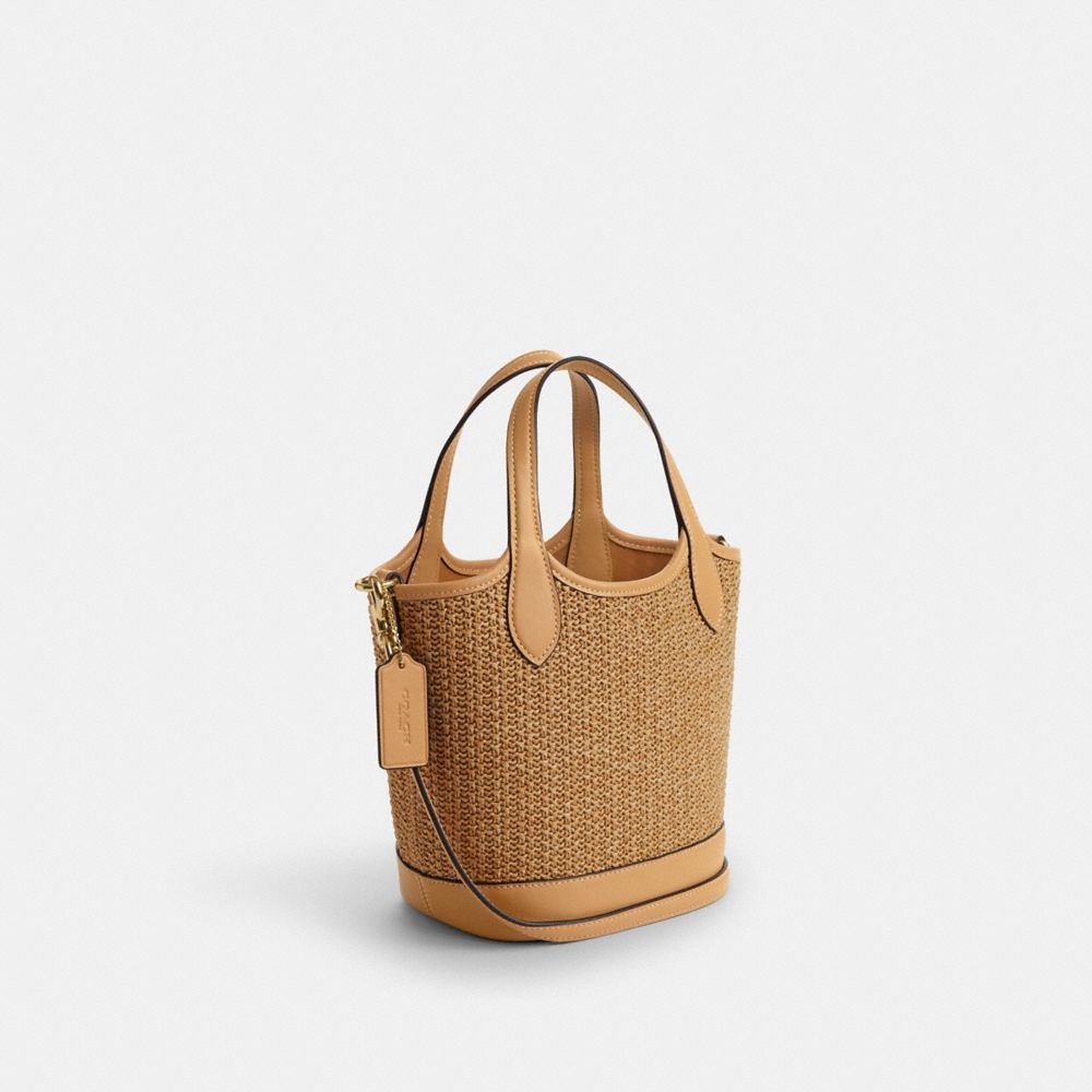 COACH®,HANNA BUCKET BAG,Straw,Im/Latte Multi,Angle View