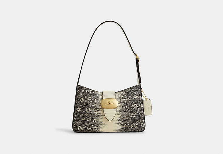 COACH®,ELIZA SHOULDER BAG,Leather,Medium,Gold/Natural,Front View