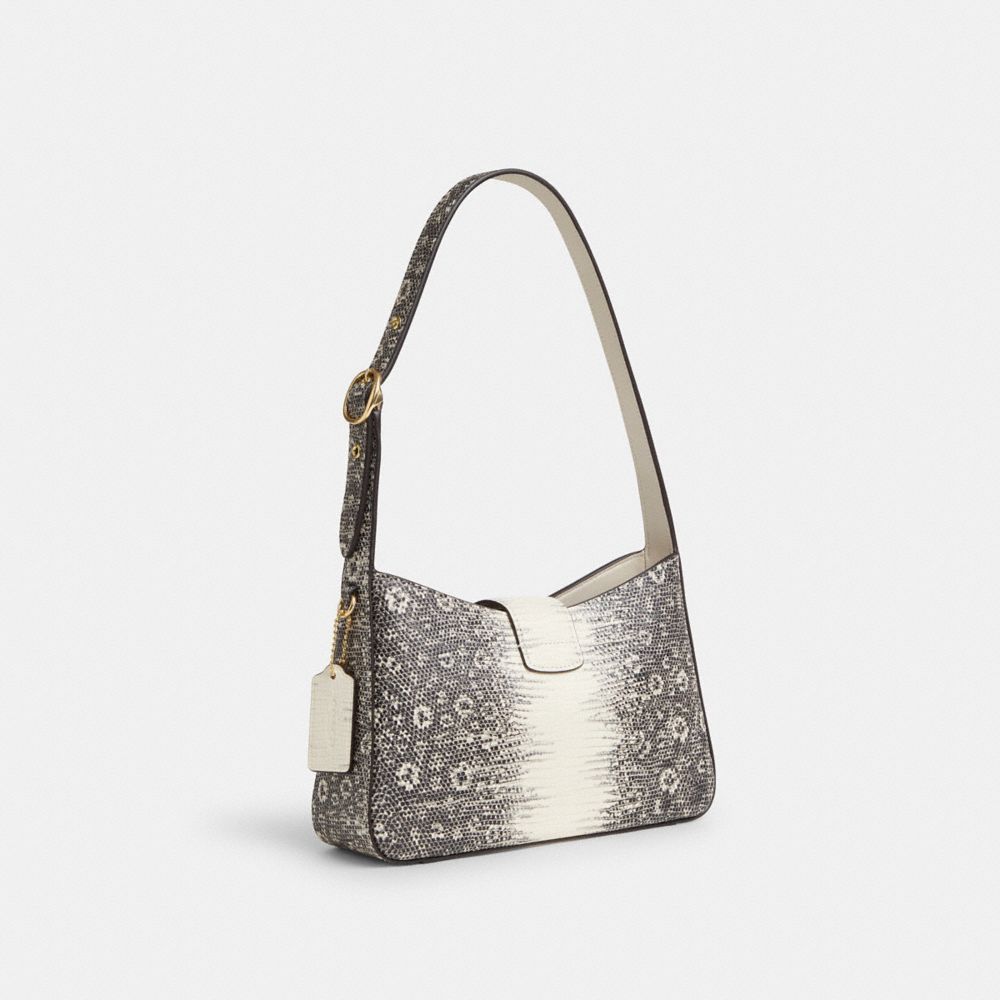 COACH®,ELIZA SHOULDER BAG,Novelty Leather,Medium,Gold/Natural,Angle View
