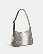 COACH®,ELIZA SHOULDER BAG,Leather,Medium,Gold/Natural,Angle View