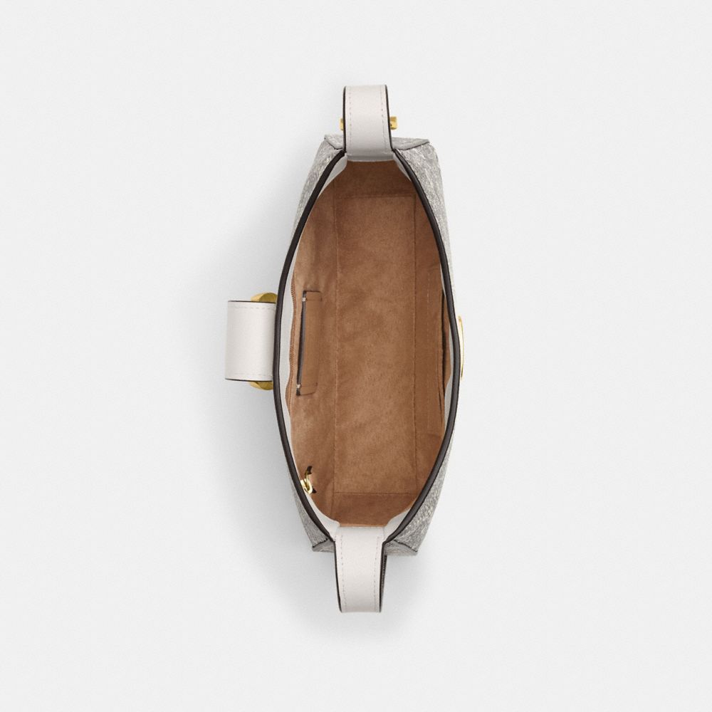 COACH®,ELIZA SHOULDER BAG,Novelty Leather,Medium,Gold/Natural,Inside View,Top View