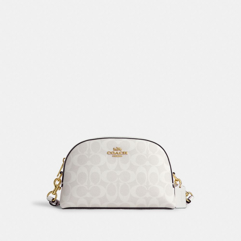 COACH®,PORTÉ-CROISÉ MADI EN TOILE SIGNATURE,Toile exclusive,Or/Craie/Blanc glacier,Front View