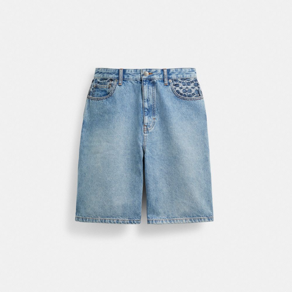 COACH®,DENIM SHORTS,Light Wash,Front View image number 0