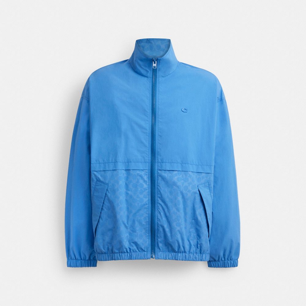 COACH®,WINDBREAKER IN RECYCLED POLYESTER,Polyamide,Blue,Front View