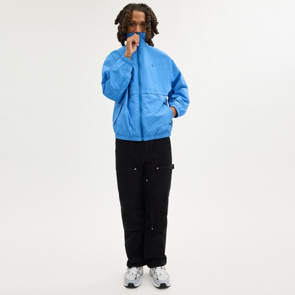 COACH®,Windbreaker,Recycled Polyester,Polyamide,Windbreaker,Logo,Metal,Sustainable,Ripstop,Casual,Blue,Scale View