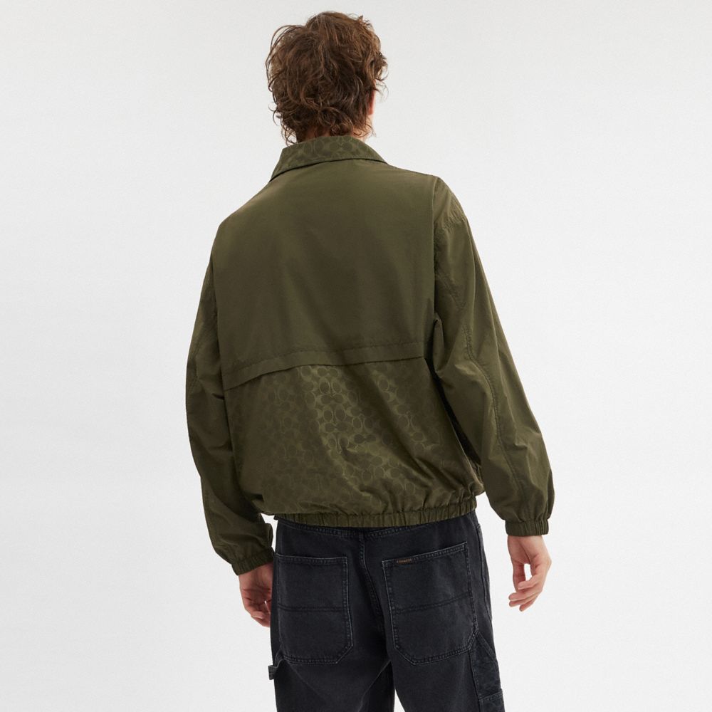 COACH®,Windbreaker,Recycled Polyester,Polyamide,Windbreaker,Logo,Metal,Sustainable,Ripstop,Casual,Olive,Scale View