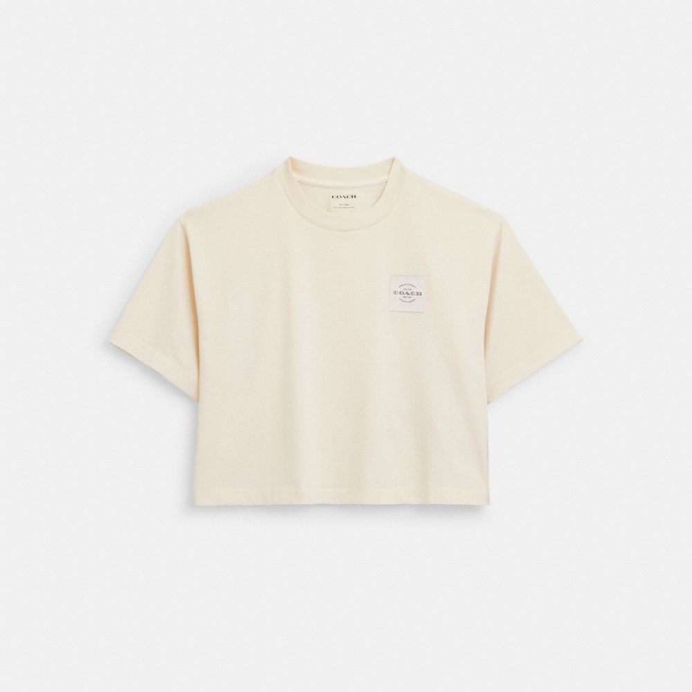 COACH®,GARMENT DYE CROPPED T-SHIRT,Other,Cream,Front View