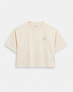 COACH®,GARMENT DYE CROPPED T-SHIRT,Other,Cream,Front View