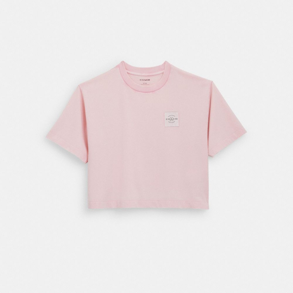 COACH®,GARMENT DYE CROPPED T-SHIRT,Dusty Pink,Front View