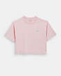COACH®,GARMENT DYE CROPPED T-SHIRT,Other,Dusty Pink,Front View
