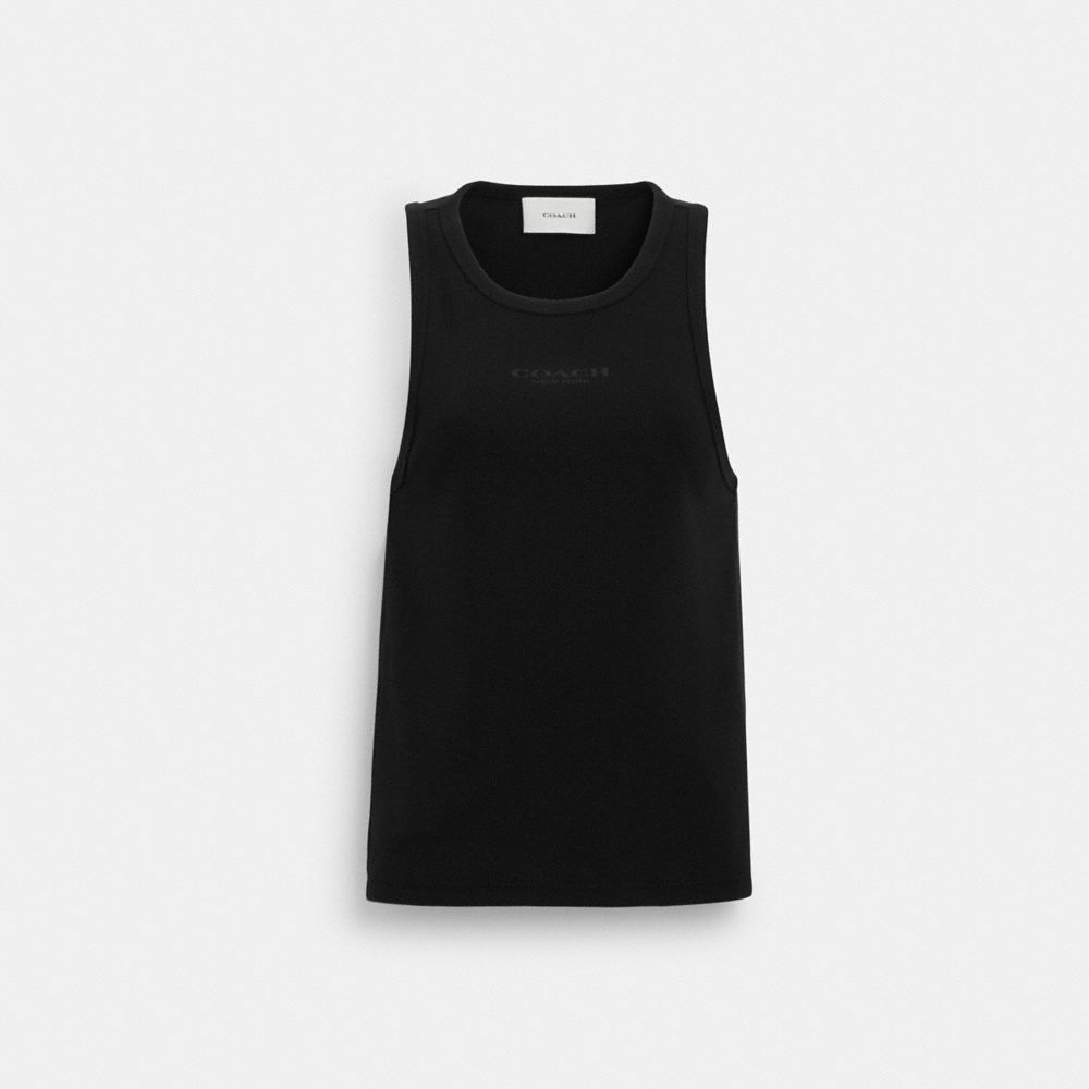 COACH®,TANK TOP,Black,Front View