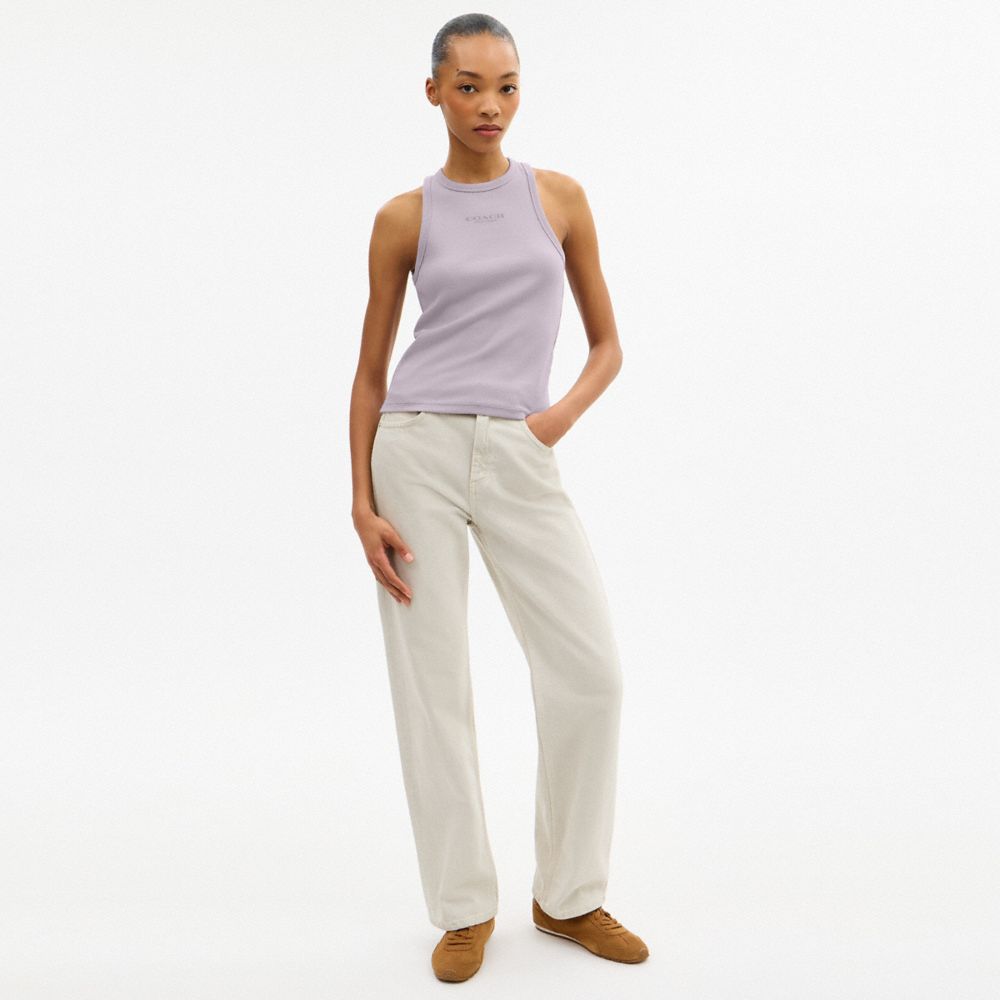 COACH®,Tank Top,Spandex,Cotton,Tank,Logo,Casual,Lavender,Scale View