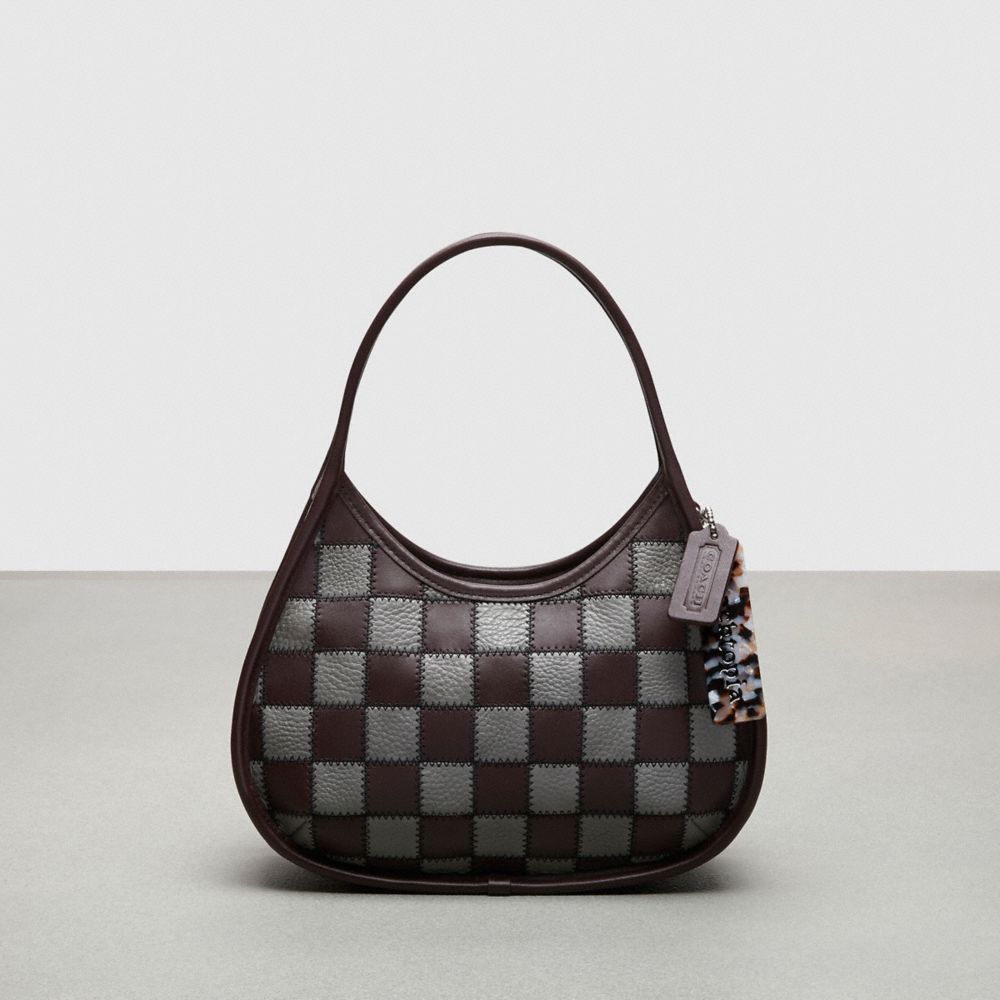 Ergo Bag In Checkerboard Patchwork Upcrafted Leather With Zig Zag Stitch