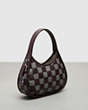 COACH®,Ergo Bag in Checkerboard Patchwork Upcrafted Leather With Zig Zag Stitch,Small,Oxblood/Heather Grey,Angle View