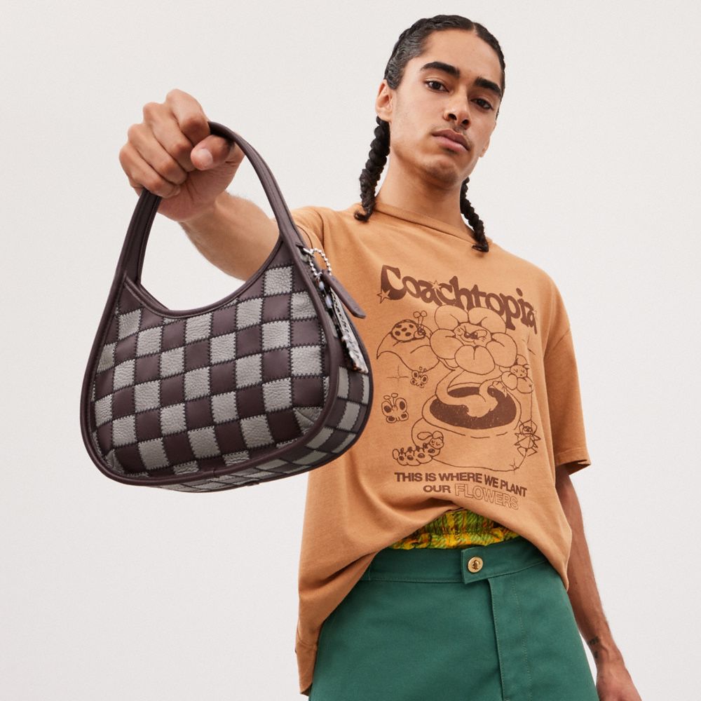 COACH®,Ergo Bag In Checkerboard Upcrafted Leather With Zig Zag Stitch,,Detail View