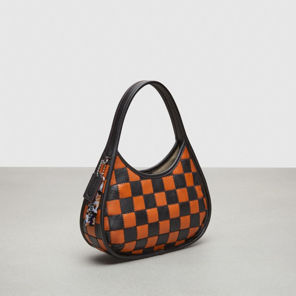 COACH®,Ergo Bag In Checkerboard Upcrafted Leather With Zig Zag Stitch,,Angle View
