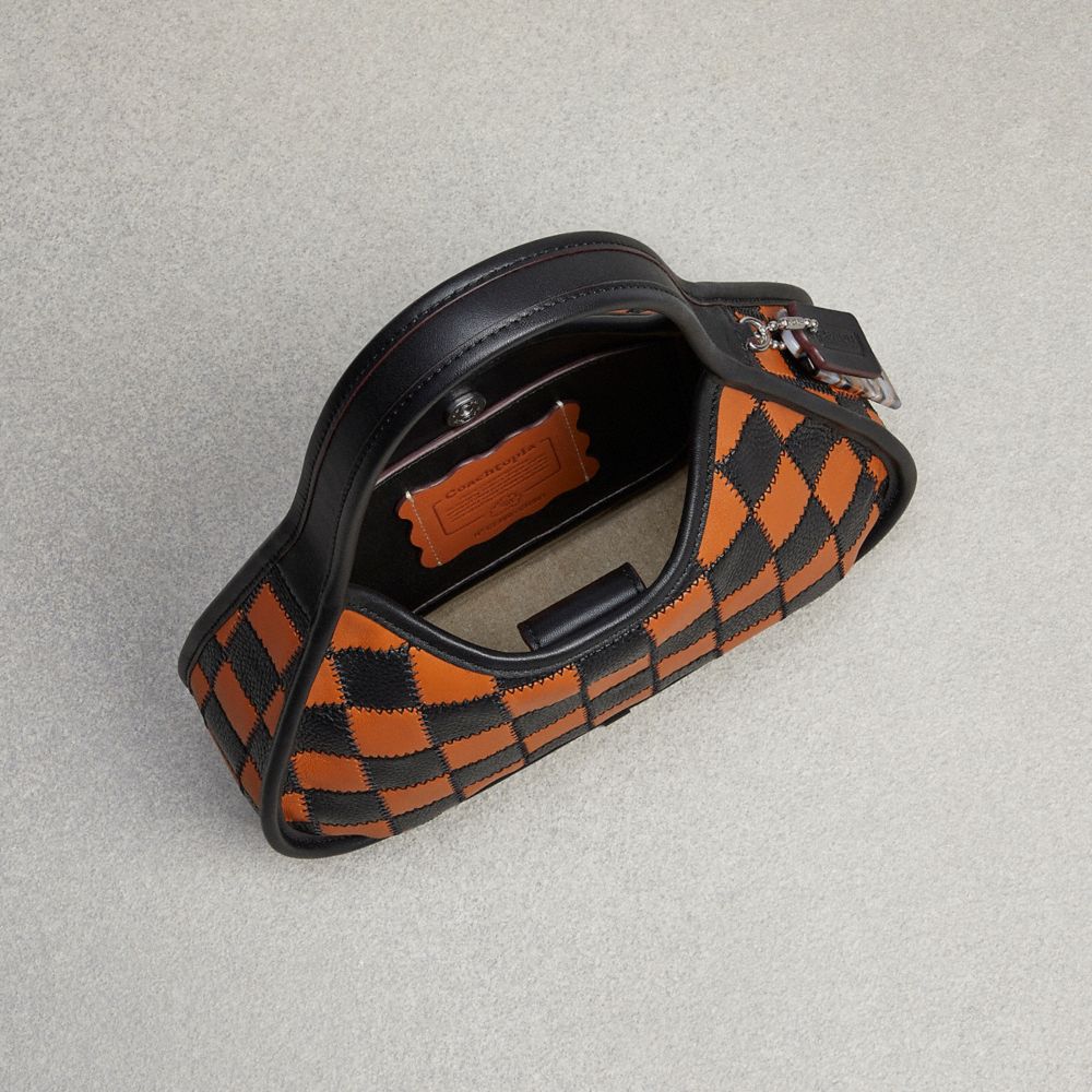 COACH®,Ergo Bag In Checkerboard Upcrafted Leather With Zig Zag Stitch,,Inside View,Top View