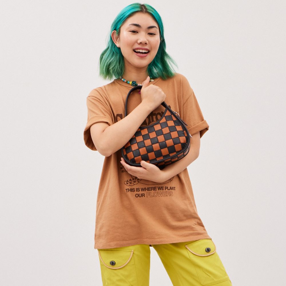 COACH®,Ergo Bag In Checkerboard Upcrafted Leather With Zig Zag Stitch,,Detail View