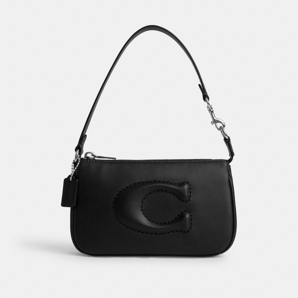 COACH®,NOLITA 19,Smooth Leather,Silver/Black,Front View