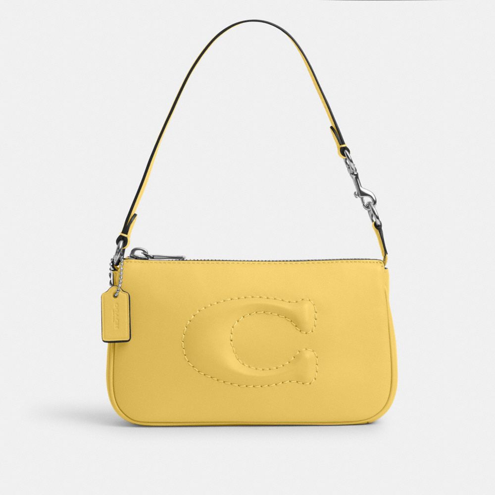 COACH®,NOLITA 19,Smooth Leather,Mini,Silver/Daisy,Front View