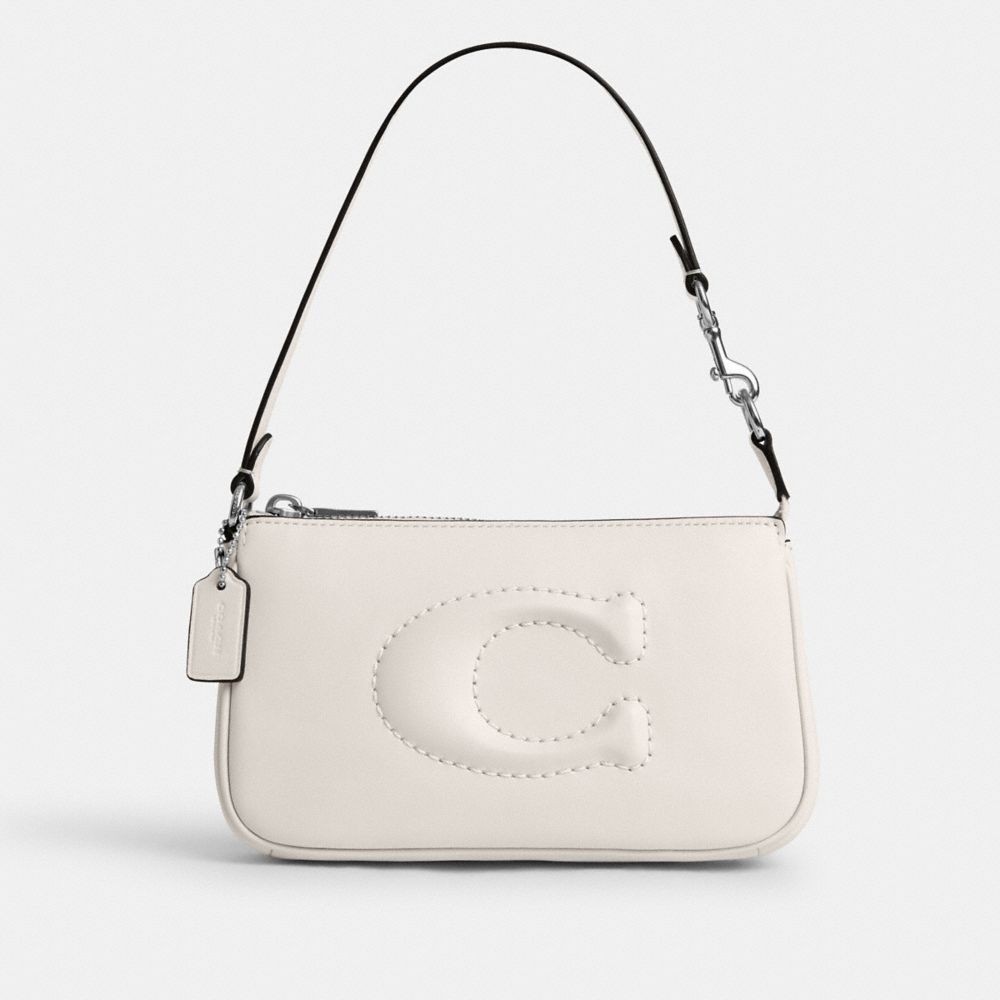 COACH®,NOLITA 19,Smooth Leather,Mini,Silver/Chalk,Front View