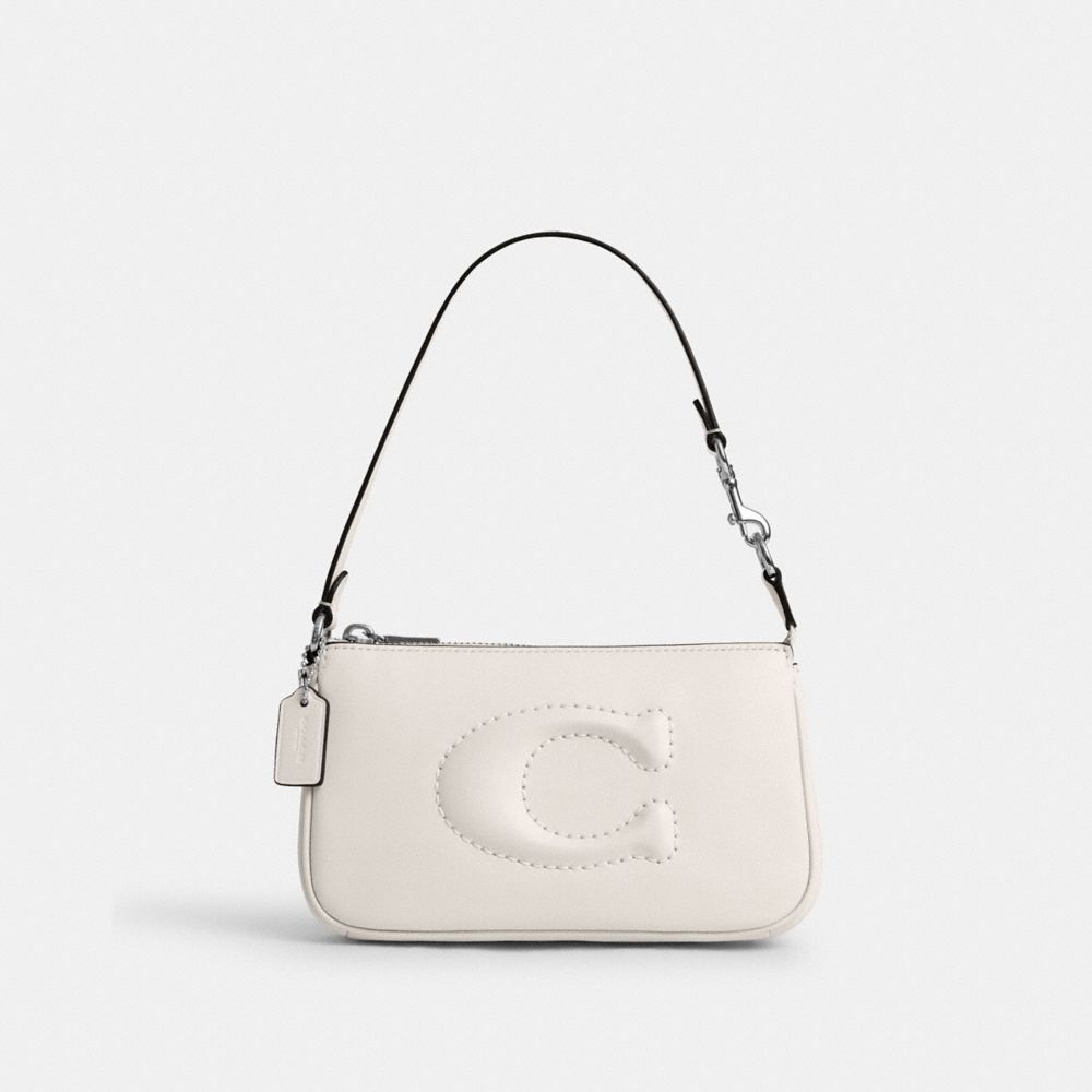 COACH®,NOLITA 19,Cuir,Argent / Craie,Front View