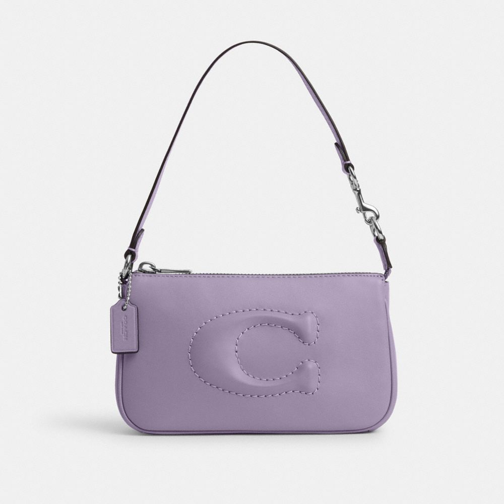 COACH®,NOLITA 19,Smooth Leather,Silver/Light Violet,Front View