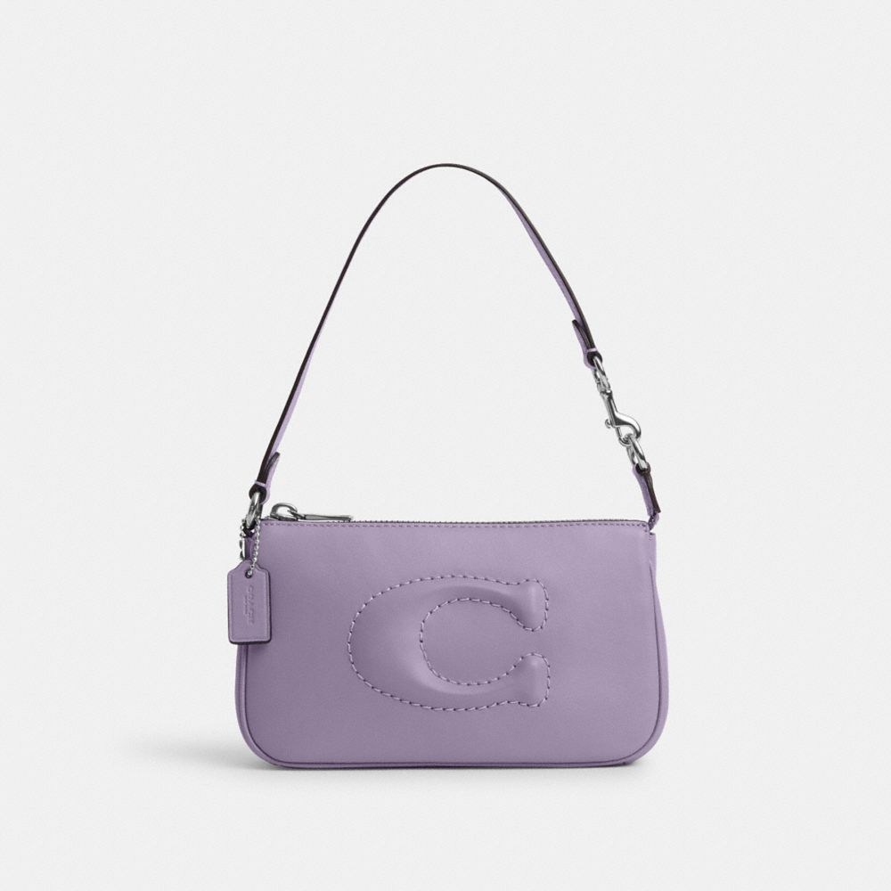 COACH®,NOLITA 19,Smooth Leather,Silver/Light Violet,Front View