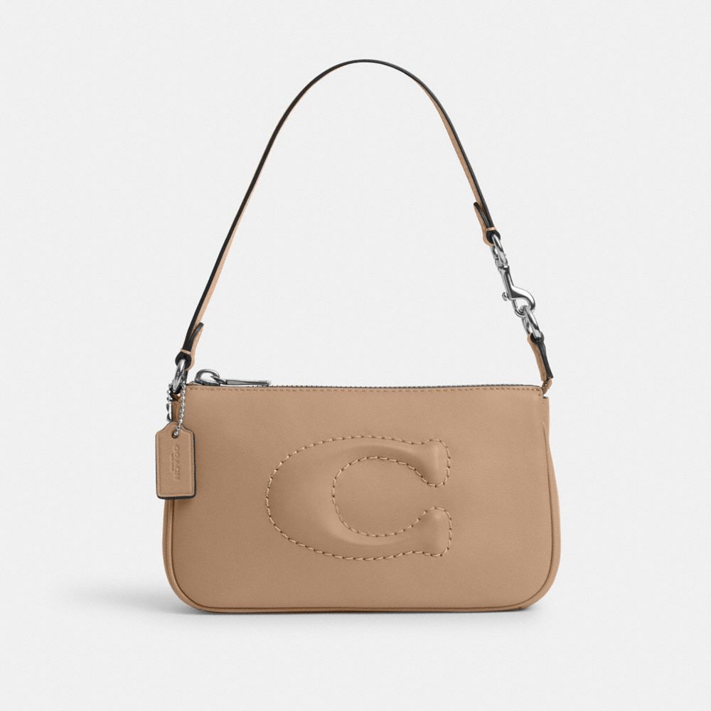 COACH®,NOLITA 19,Smooth Leather,Mini,Silver/Taupe,Front View