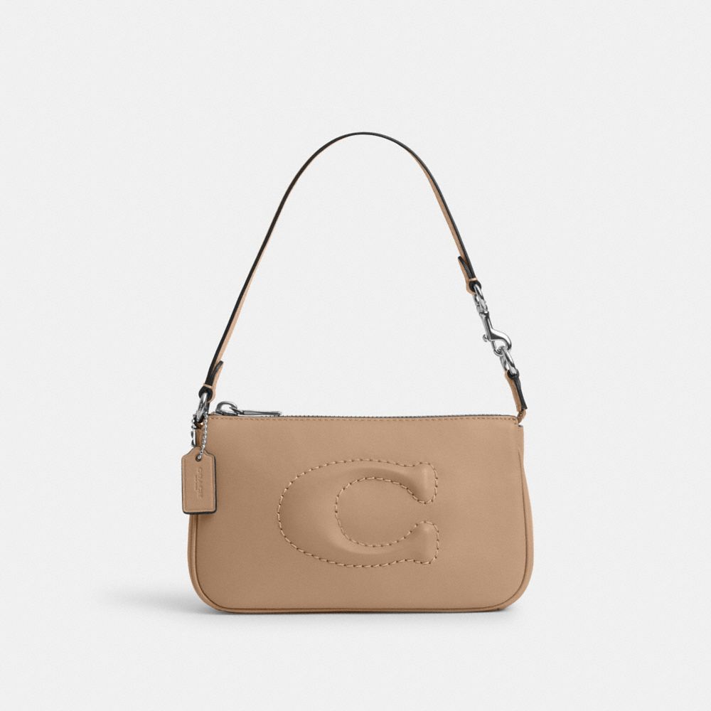 COACH®,NOLITA 19,Cuir,Argenté/Taupe,Front View