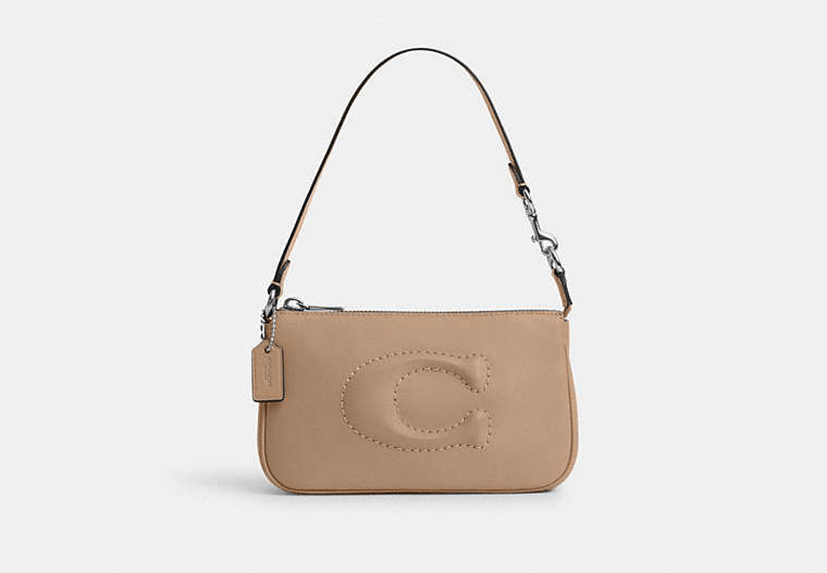 COACH®,NOLITA 19,Leather,Mini,Silver/Taupe,Front View image number 0