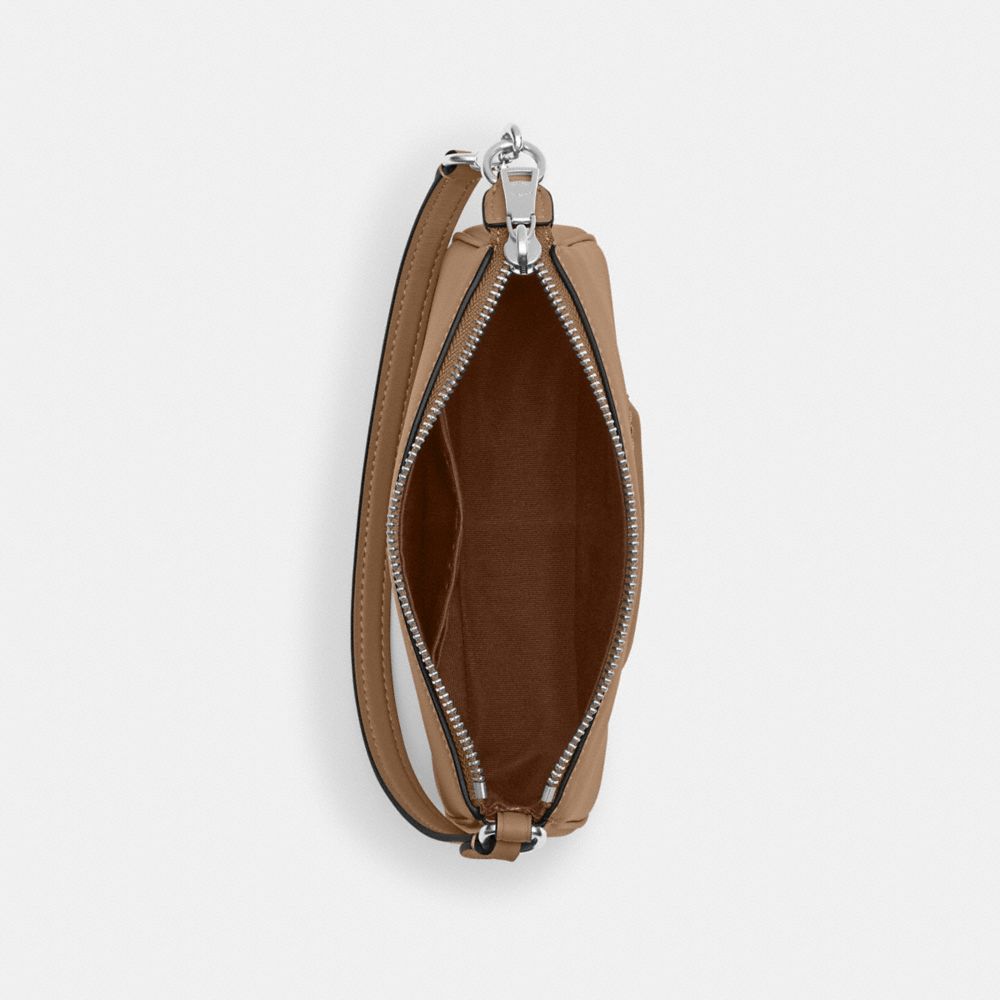 COACH®,Nolita 19,Leather,Shoulder Bag,Embossed,Logo,Silver Metal,Casual,Beige,Inside View,Top View