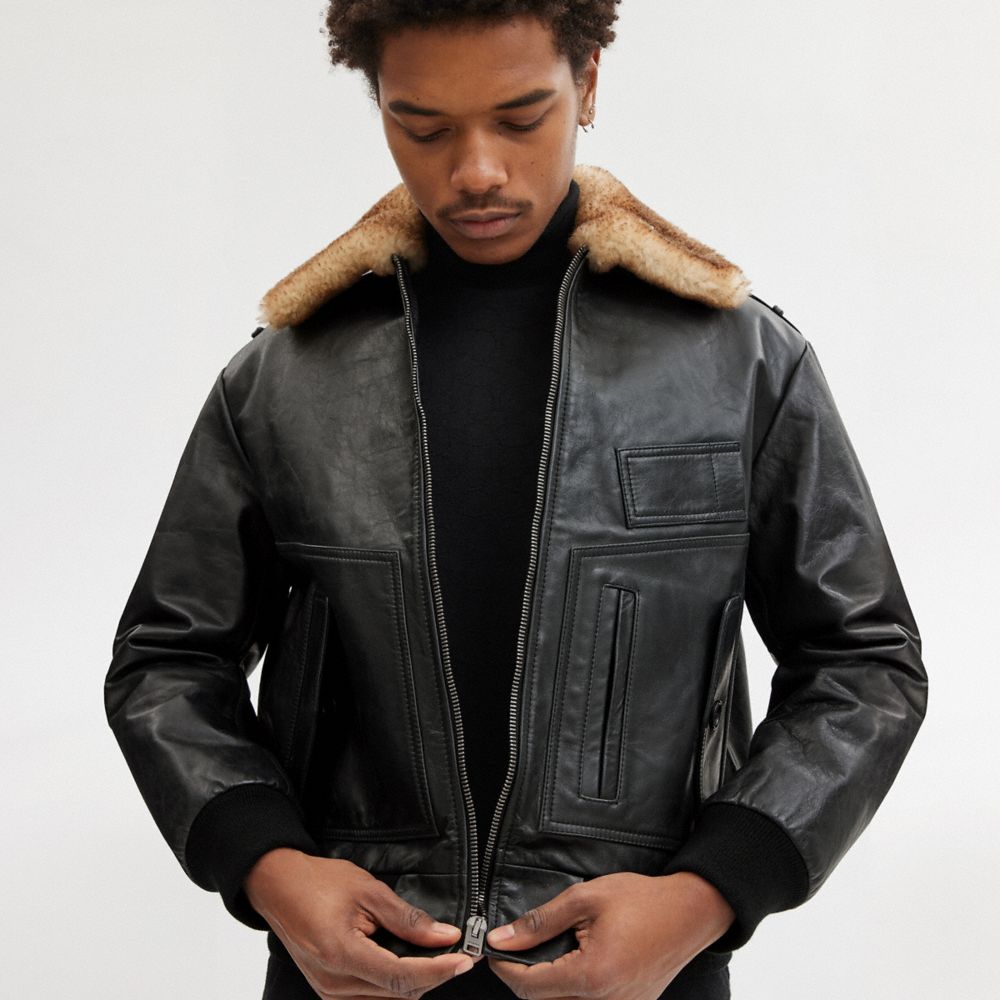 leather utility jacket