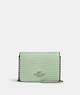 COACH®,MINI WALLET ON A CHAIN,Leather,Mini,Silver/Pale Green,Front View