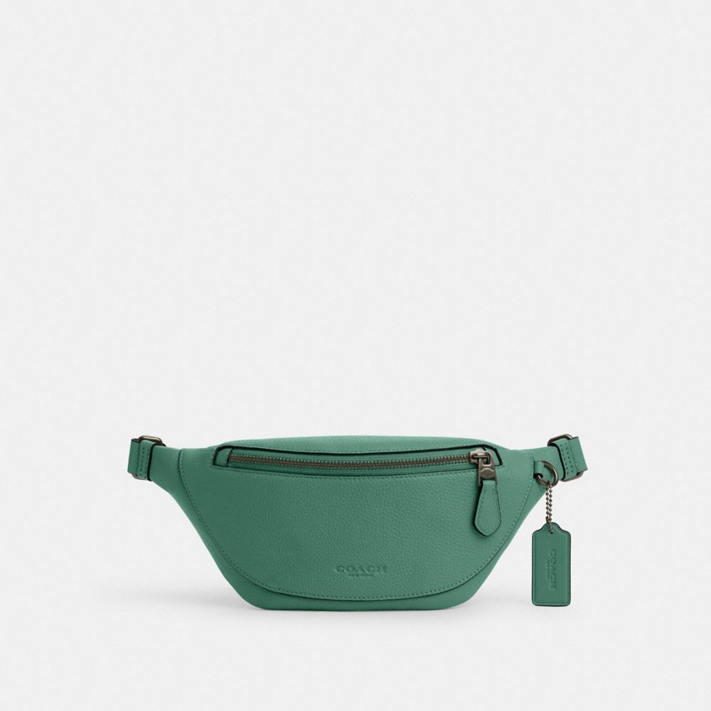 COACH®,Cuir,Nickel Antique Noir/Vert Vif,Front View