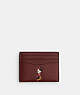 COACH®,DISNEY X COACH CARD CASE IN REGENERATIVE LEATHER WITH MOTIF,Glovetanned Leather,Wine,Front View